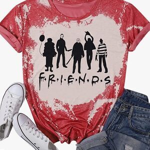 Halloween Friends Shirt Women Party Shirt Horror Theme Novelty Size Medium